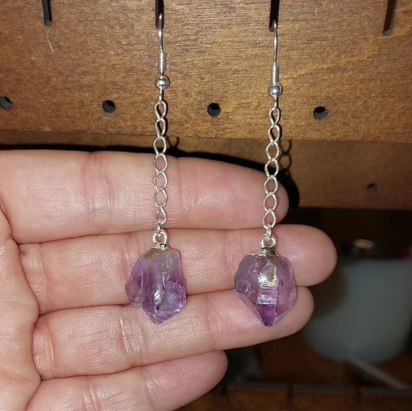 Amethyst Long Drop Earrings - Picture 4 of 4